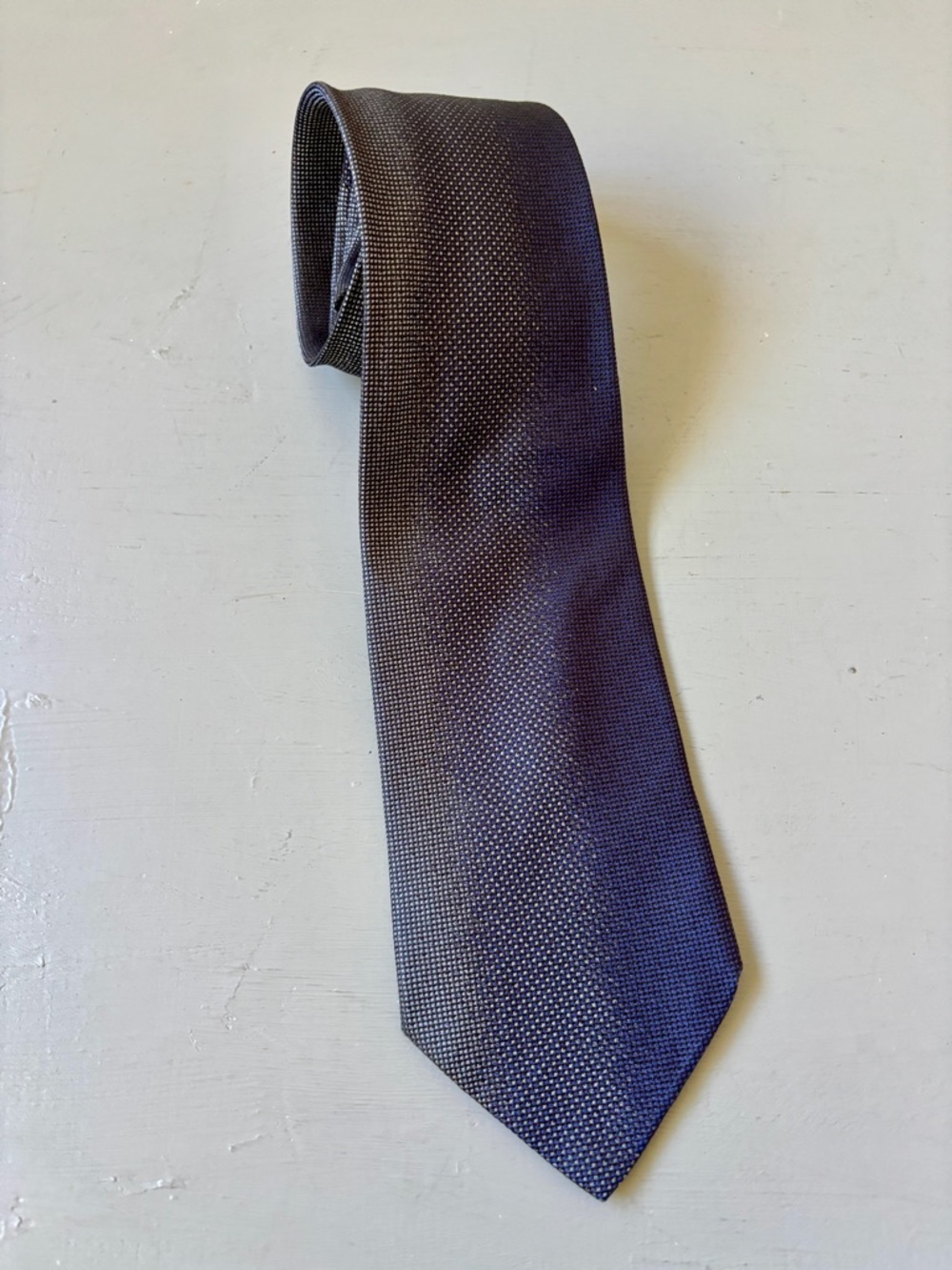 Vintage Jean Paul Gaultier Silk Tie Navy Grey Micro Pattern Italy 4" Archival